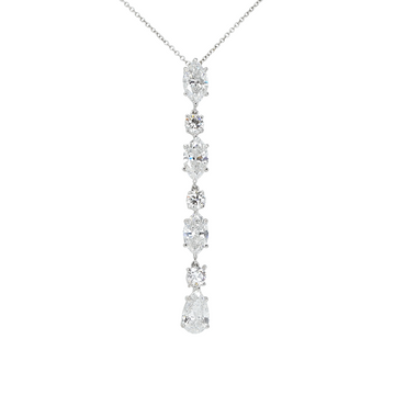 Luxurious 5 CT Fancy Shape Diamond By The Yard Necklace Pendant GIA 18K White Gold