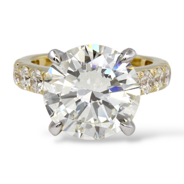 5.96 CT Round Brilliant Diamond GIA Engagement Ring 18K Yellow Gold Size 5.85