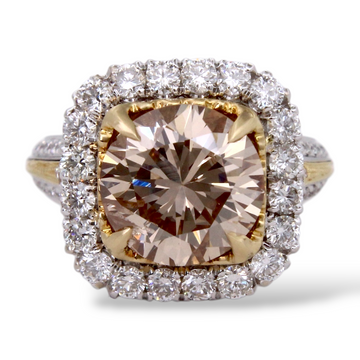 4.07 CT Center Round Brilliant Diamond GIA Engagement Ring 18K Gold Size 6.5