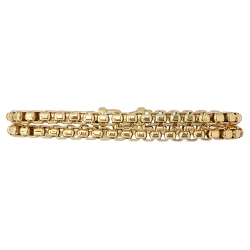 David Yurman Double Stranded Box Chain Bracelet 9.8 mm 18K Yellow Gold 7.75 Inches