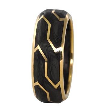 DAVID YURMAN Forged Carbon Band Ring 18K Yellow Gold Size 9.75