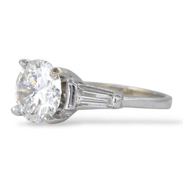 GIA Certified 2.62 CT Round Brilliant Cut Three Stone Diamond Engagement 14K White Gold Ring Size 5