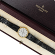 Patek Philippe Calatrava 33 Manual Winding 18K Yellow Gold White Roman Numeral Dial Black Leather Band FULL SET BOX PAPERS 2001