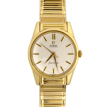 Omega Seamaster Vintage 33.5mm Automatic 18K Yellow Gold Silver Dial Year 1961