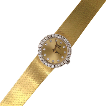 Piaget Vintage Petite 21mm Ladies Diamond Bezel Champagne Dial 18K Yellow Gold Quartz
