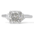 Fancy Grey Diamond 2.11 CT Center Natural Radiant Cut GIA Three Stone Engagement Ring Platinum Size 5.75