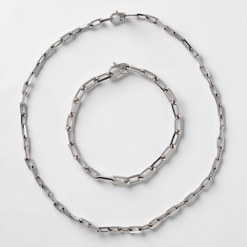 CARTIER Santos de Cartier Chain and Bracelet Set Medium Model 18K White Gold