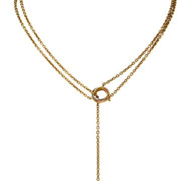 CARTIER Pampilles Trinity Lariat Chain Necklace Tri-Color 18K Yellow Gold