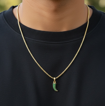 DAVID YURMAN Roman Claw Emerald Amulet Pendant Box Chain Necklace 18K Yellow Gold