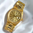 Rolex Day-Date Oysterquartz 36 Champagne Dial 18K Yellow Gold Year 1980 Ref. 19018