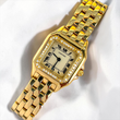 Cartier Panthère 22 18K Yellow Gold Factory Diamond Bezel White Roman Cream Dial Ref.866919