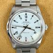 Rolex Air King 34 Stainless Steel White Buckley Dial Roman Numerals Oyster Bracelet FULL SET BOX PAPERS YEAR 2001 Ref. 14000M