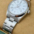 Rolex Air King 34 Stainless Steel White Buckley Dial Roman Numerals Oyster Bracelet FULL SET BOX PAPERS YEAR 2001 Ref. 14000M