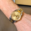 Rolex Datejust 36 Champagne Factory Diamond Dial 18K Yellow Gold Steel Two-Tone Jubilee Ref 16233 Year 1990 NO SAG BRACELET