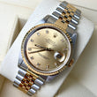 Rolex Datejust 36 Champagne Factory Diamond Dial 18K Yellow Gold Steel Two-Tone Jubilee Ref 16233 Year 1990 NO SAG BRACELET