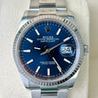 Rolex Datejust 36 Dark Blue Sunburst Dial Fluted Bezel Steel Oyster Bracelet Ref 126234 FULL SET BOX PAPERS 2023