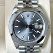 Rolex Datejust 41mm Rhodium Gray Dial Smooth Bezel Jubilee Bracelet Steel Ref 126300 Year 2017 FULL SET BOX PAPERS ROLEX SERVICE CARD 2026