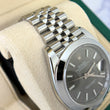 Rolex Datejust 41mm Rhodium Gray Dial Smooth Bezel Jubilee Bracelet Steel Ref 126300 Year 2017 FULL SET BOX PAPERS ROLEX SERVICE CARD 2026