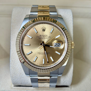 Rolex Datejust 41mm Two-Tone 18K Yellow Gold Steel Champagne Dial Fluted Bezel Oyster Bracelet FULL SET BOX PAPERS 2024 Ref 126333