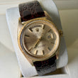 Rolex Day-Date 36 18K Yellow Gold Champagne Dial Bark Finish Bezel Brown Leather Band Year 1968 Ref 1807 Serviced 2026