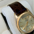 Rolex Day-Date 36 18K Yellow Gold Champagne Dial Bark Finish Bezel Brown Leather Band Year 1968 Ref 1807 Serviced 2026