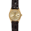 Rolex Day-Date 36 18K Yellow Gold Champagne Dial Bark Finish Bezel Brown Leather Band Year 1968 Ref 1807 Serviced 2026