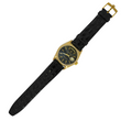 Rolex Day-Date 36 Black Tapestry Dial Fluted Bezel 18K Yellow Gold Leather Band REF 18038 Black Tapestry Dial Serviced Year 1987