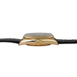 Rolex Day-Date 36 Black Tapestry Dial Fluted Bezel 18K Yellow Gold Leather Band REF 18038 Black Tapestry Dial Serviced Year 1987