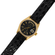 Rolex Day-Date 36 Black Tapestry Dial Fluted Bezel 18K Yellow Gold Leather Band REF 18038 Black Tapestry Dial Serviced Year 1987