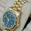 Rolex Day-Date 36 President 18K Yellow Gold Black Stardust Factory Diamond Dial Fluted Bezel FULL SET BOX PAPERS 1997 SERVICED