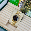 Rolex Day-Date 36 President 18K Yellow Gold Black Stardust Factory Diamond Dial Fluted Bezel FULL SET BOX PAPERS 1997 SERVICED