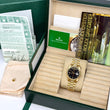 Rolex Day-Date 36 President 18K Yellow Gold Black Stardust Factory Diamond Dial Fluted Bezel FULL SET BOX PAPERS 1997 SERVICED