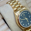 Rolex Day-Date 36 President 18K Yellow Gold Black Stardust Factory Diamond Dial Fluted Bezel FULL SET BOX PAPERS 1997 SERVICED