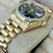 Rolex Day-Date 36 President 18K Yellow Gold Black Stardust Factory Diamond Dial Fluted Bezel FULL SET BOX PAPERS 1997 SERVICED