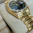 Rolex Day-Date 36 President 18K Yellow Gold Black Stardust Factory Diamond Dial Fluted Bezel FULL SET BOX PAPERS 1997 SERVICED