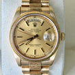 Rolex Day-Date 36 President Bark Finish Champagne Dial 18K Yellow Gold 1979 Full Links 7.8 Inch Wrist
