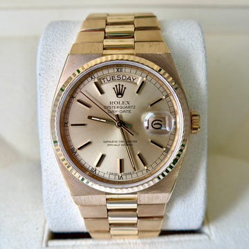 Rolex Day-Date Oysterquartz 36 Champagne Dial 18K Yellow Gold Year 1980 Ref. 19018