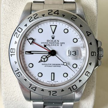 Rolex Explorer II 40 Stainless Steel White Dial "Polar" Oyster Ref. 16570 Year 1991