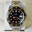 Rolex GMT-Master 40 Two-Tone Steel 18K Yellow Gold Black Dial Jubilee Bracelet Matte Dial Ref 16753 Year 1985 Serviced