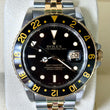Rolex GMT-Master 40 Two-Tone Steel 18K Yellow Gold Black Dial Jubilee Bracelet Matte Dial Ref 16753 Year 1985 Serviced