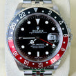 Rolex GMT-Master II 40 Coke Black & Red Bezel Black Dial Steel Jubilee Bracelet Fat Font Year 1991 Ref 16710 No Sag Bracelet Unpolished