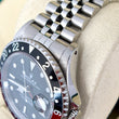Rolex GMT-Master II 40 Coke Black & Red Bezel Black Dial Steel Jubilee Bracelet Fat Font Year 1991 Ref 16710 No Sag Bracelet Unpolished
