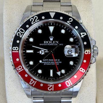 Rolex GMT-Master II 40 Coke Vintage Steel Black and Red Bezel Oyster Bracelet Ref 16710 SWISS ONLY DIAL Year 1999