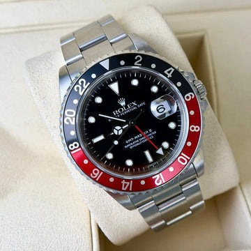 Rolex GMT-Master II 40 Coke Vintage Steel Black and Red Bezel Oyster Bracelet Ref 16710 SWISS ONLY DIAL Year 1999
