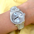 Rolex Lady-Datejust 28 Silver Star Diamond Dial Original Factory Diamond Bezel Jubilee Bracelet FULL SET BOX PAPERS 2021 Ref. 279384RBR - White Rolesor