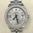 Rolex Lady-Datejust 28 Silver Star Diamond Dial Original Factory Diamond Bezel Jubilee Bracelet FULL SET BOX PAPERS 2021 Ref. 279384RBR - White Rolesor