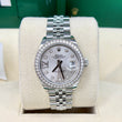 Rolex Lady-Datejust 28 Silver Star Diamond Dial Original Factory Diamond Bezel Jubilee Bracelet FULL SET BOX PAPERS 2021 Ref. 279384RBR - White Rolesor
