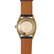 Rolex Oyster Perpetual Date 34mm 14K Yellow Gold Blue Dial Fluted Bezel Leather Band Ref. 1503 Year 1979