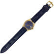 Rolex Oyster Perpetual Date 34mm 14K Yellow Gold Blue Dial Fluted Bezel Leather Band Ref. 1503 Year 1979