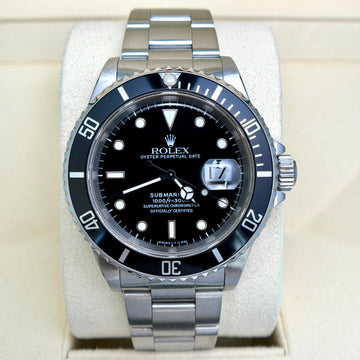 Rolex Submariner Date 40 Stainless Steel Black Dial Black Bezel Oyster Bracelet REF 16610 YEAR 1996